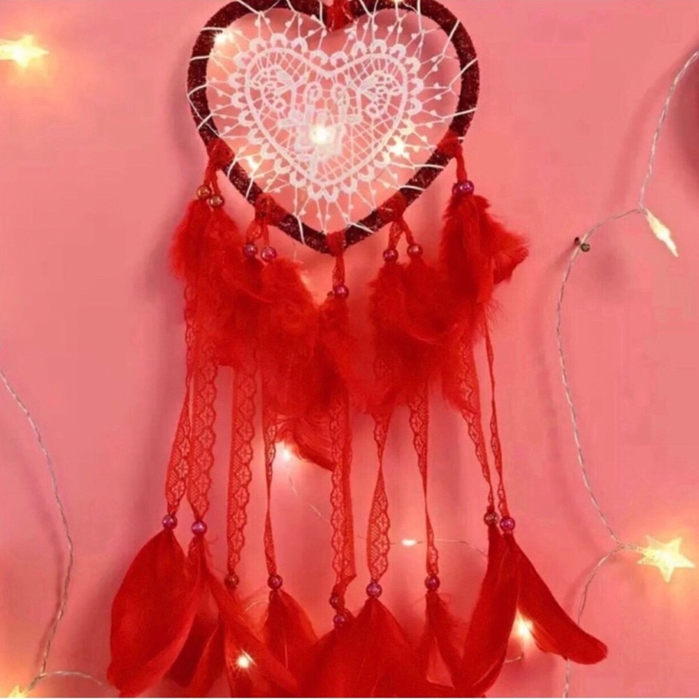Red Heart Dreamcatcher Wall Hanging